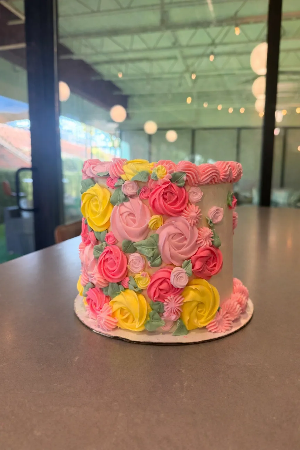 Multi-color buttercream rosette celebration cake